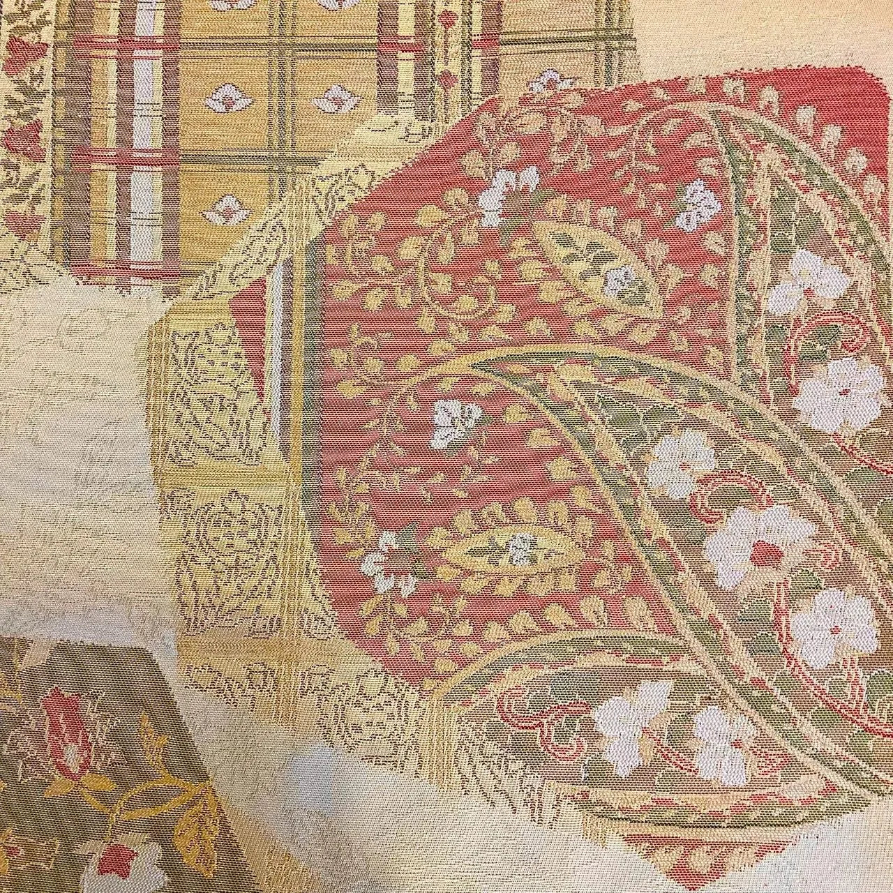 5750# Japanese Vintage Nagoya Obi Belt Kimono Fabric Silk Traditional Gold