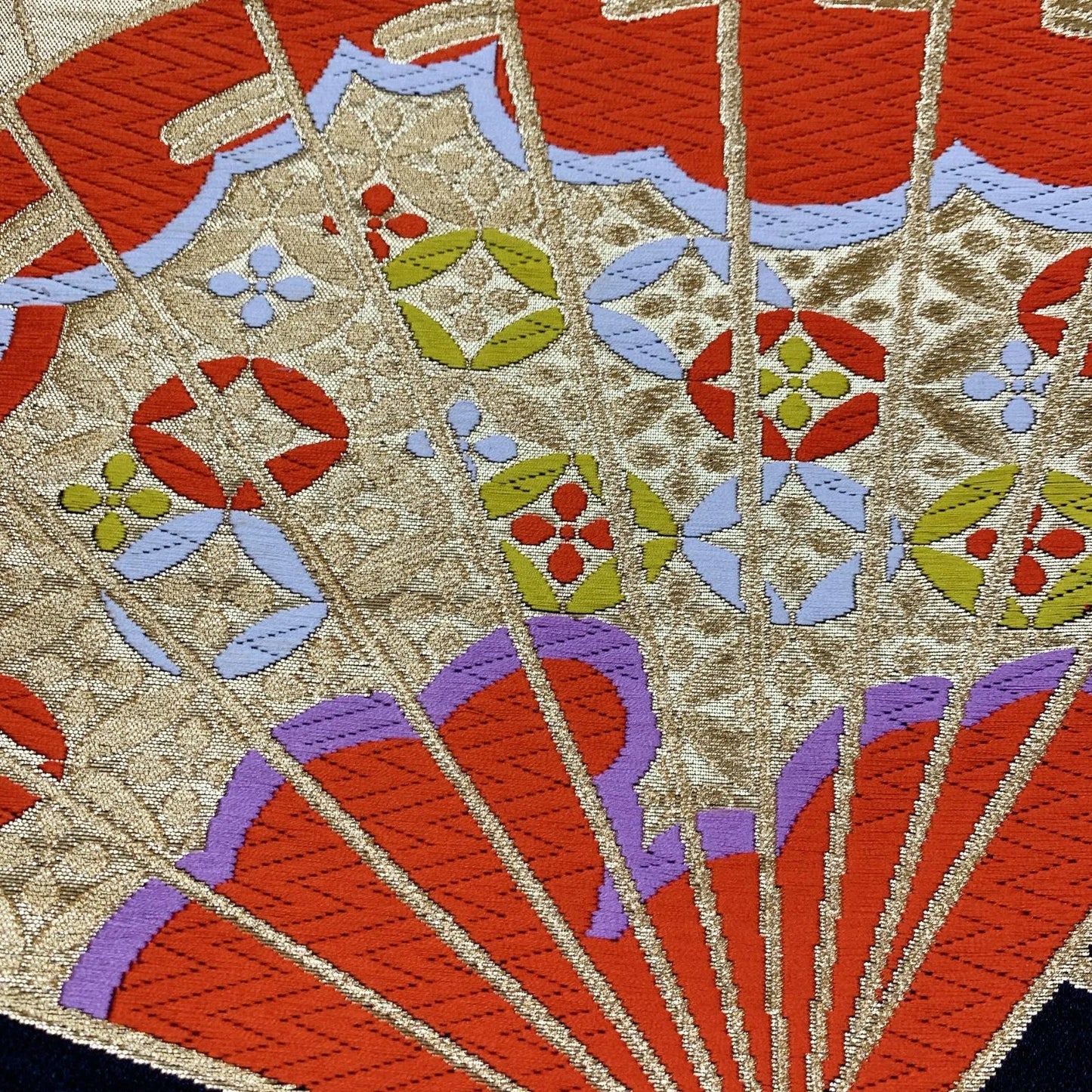 5990# Japanese Vintage Fukuro Obi Belt Kimono Fabric Silk Traditional Black