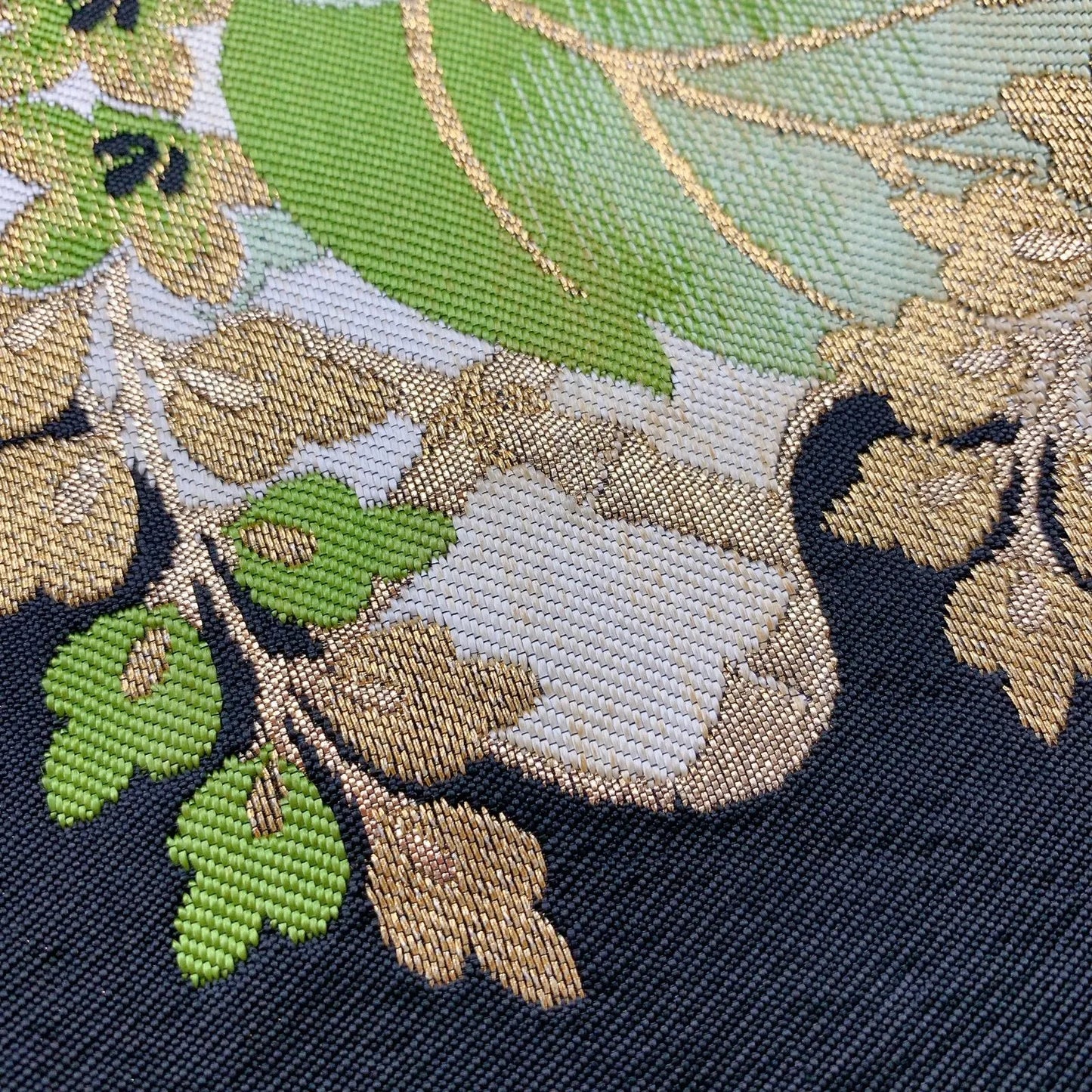 5994# Japanese Vintage Fukuro Obi Belt Kimono Fabric Silk Traditional Black