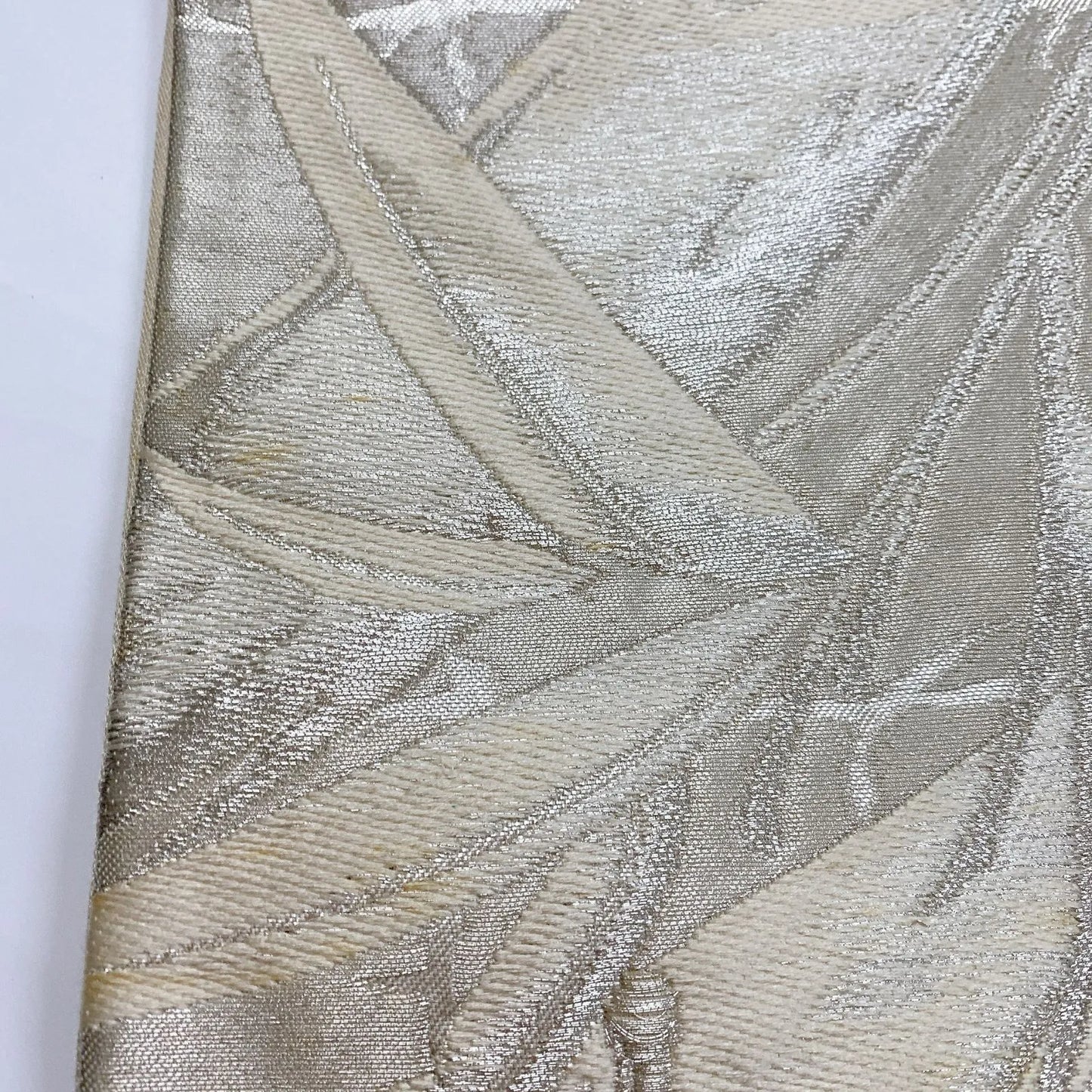 6025# Japanese Vintage Fukuro Obi Belt Kimono Fabric Silk Traditional Silver