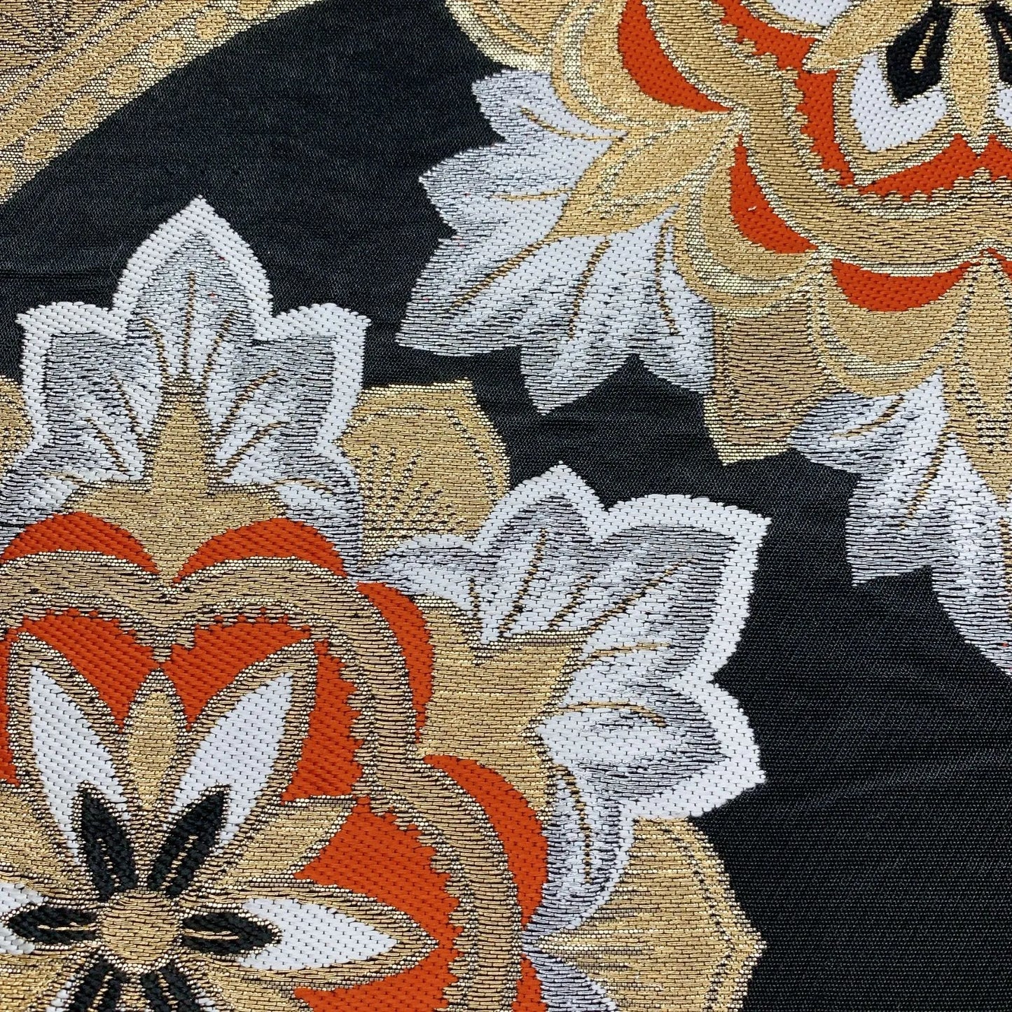 6060# Japanese Vintage Fukuro Obi Belt Kimono Fabric Silk Traditional Black