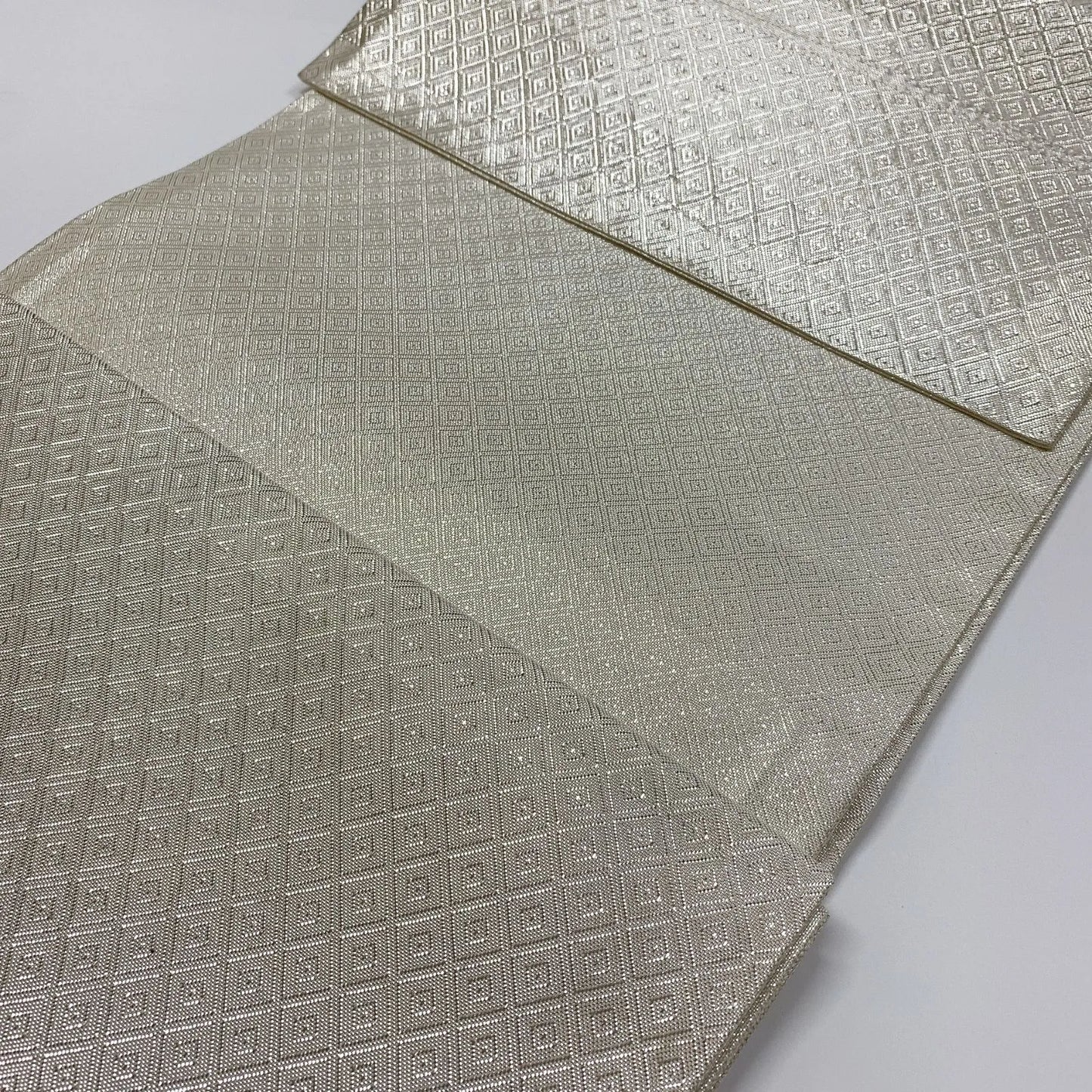 6080# Japanese Vintage Fukuro Obi Belt Kimono Fabric Silk Traditional Silver