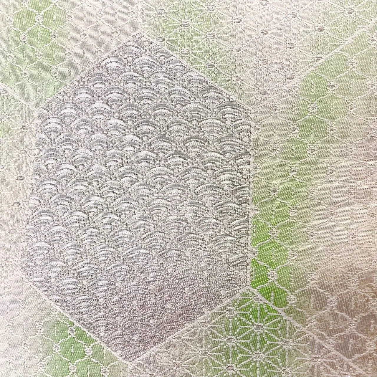 6195# Japanese Vintage Fukuro Obi Belt Kimono Fabric Silk Traditional Silver