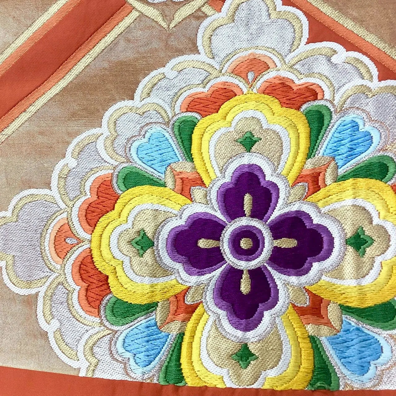 6204# Japanese Vintage Fukuro Obi Belt Kimono Fabric Silk Traditional