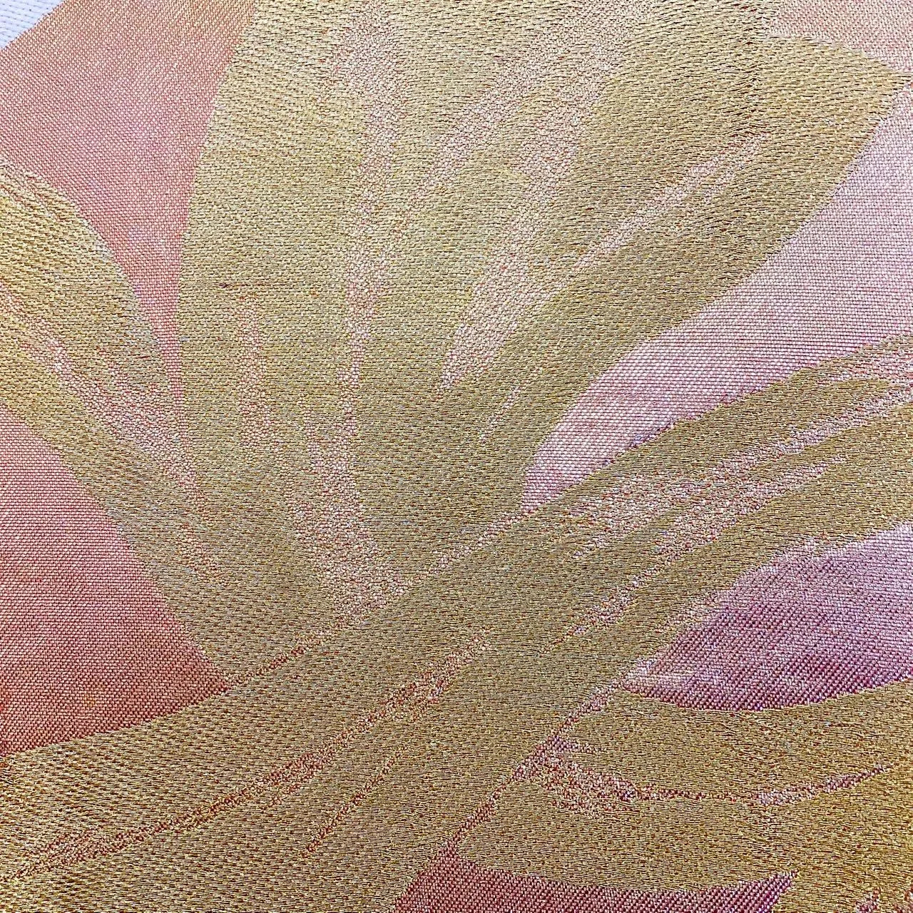 6245# Japanese Vintage Fukuro Obi Belt Kimono Fabric Silk Traditional Gold