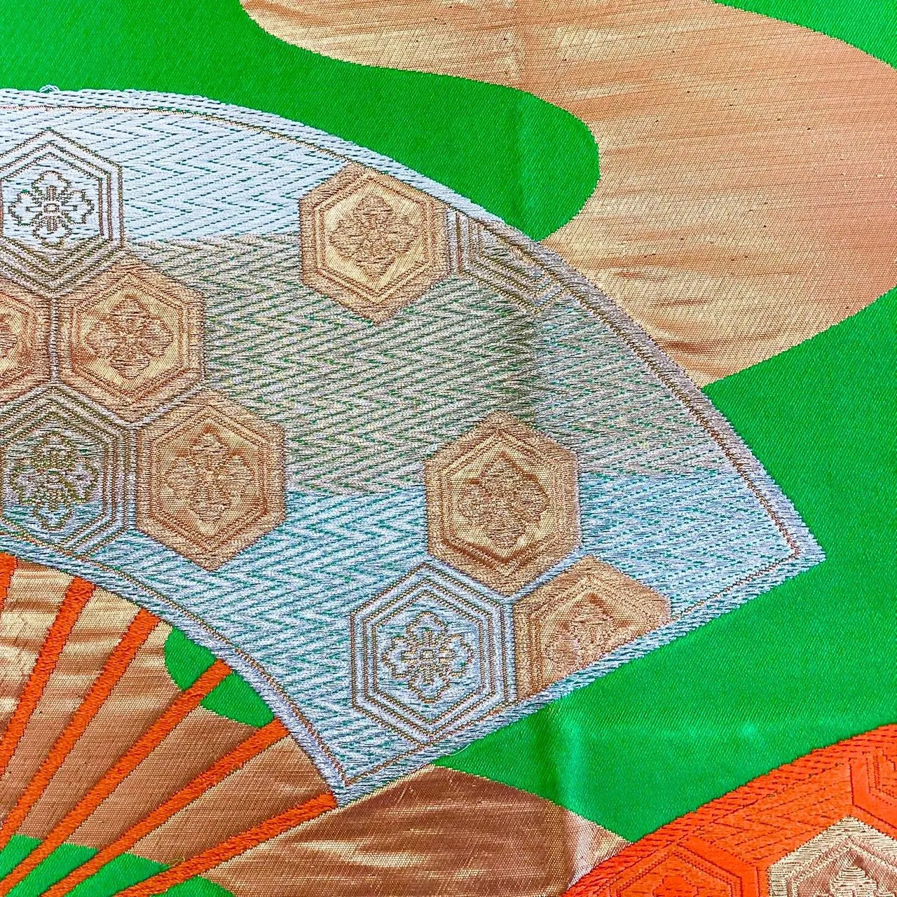 6252# Japanese Vintage Fukuro Obi Belt Kimono Fabric Silk Traditional