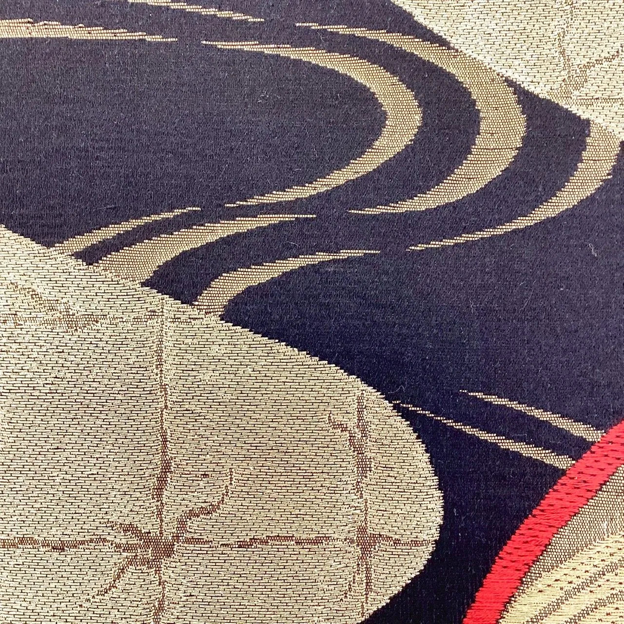 6260# Japanese Vintage Fukuro Obi Belt Kimono Fabric Silk Traditional Black