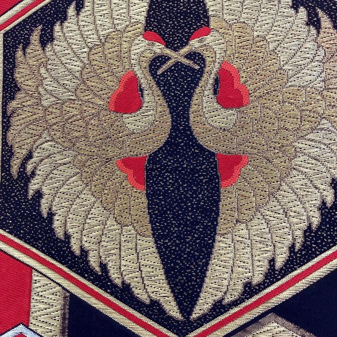 6268# Japanese Vintage Fukuro Obi Belt Kimono Fabric Silk Traditional Black