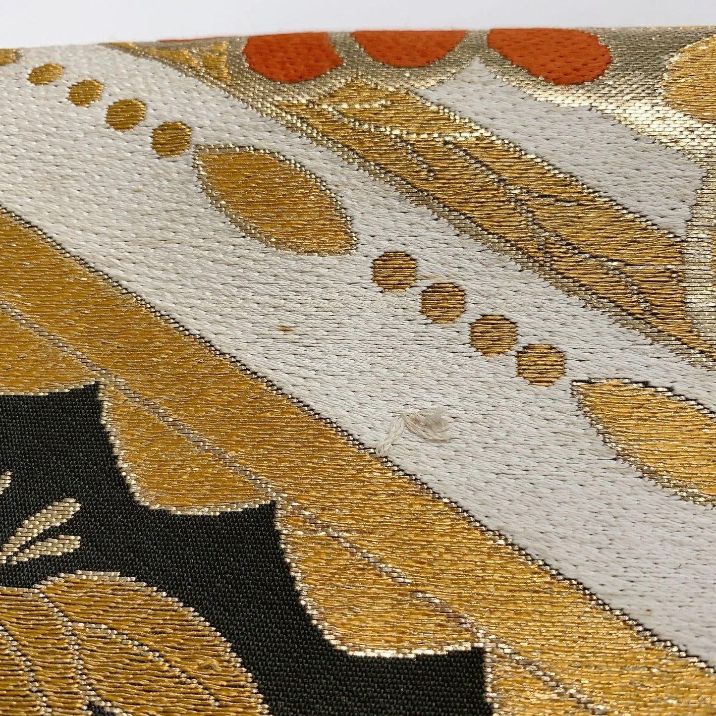 6290# Japanese Vintage Fukuro Obi Belt Kimono Fabric Silk Traditional Black