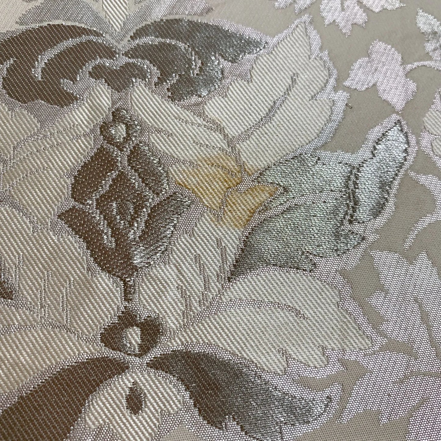 6307# Japanese Vintage Fukuro Obi Belt Kimono Fabric Silk Traditional Silver