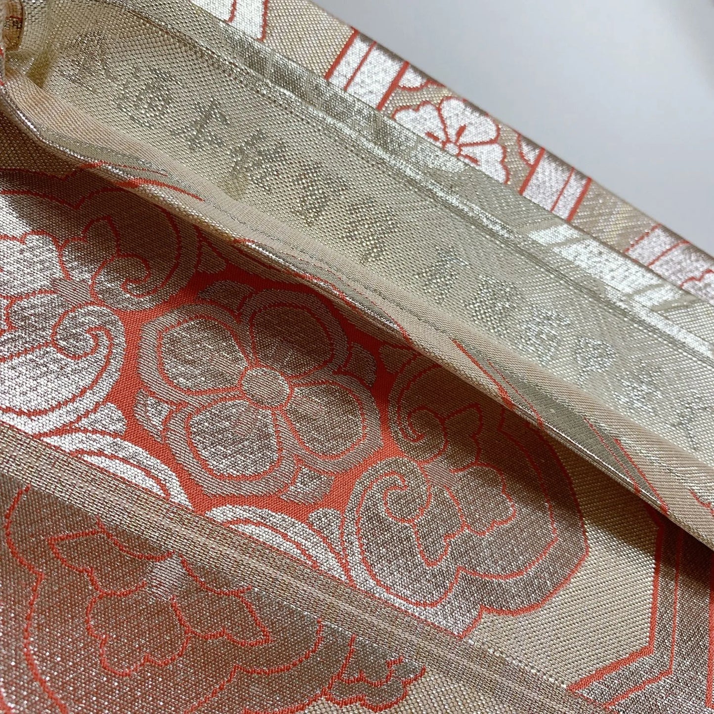 6327# Japanese Vintage Fukuro Obi Belt Kimono Fabric Silk Traditional