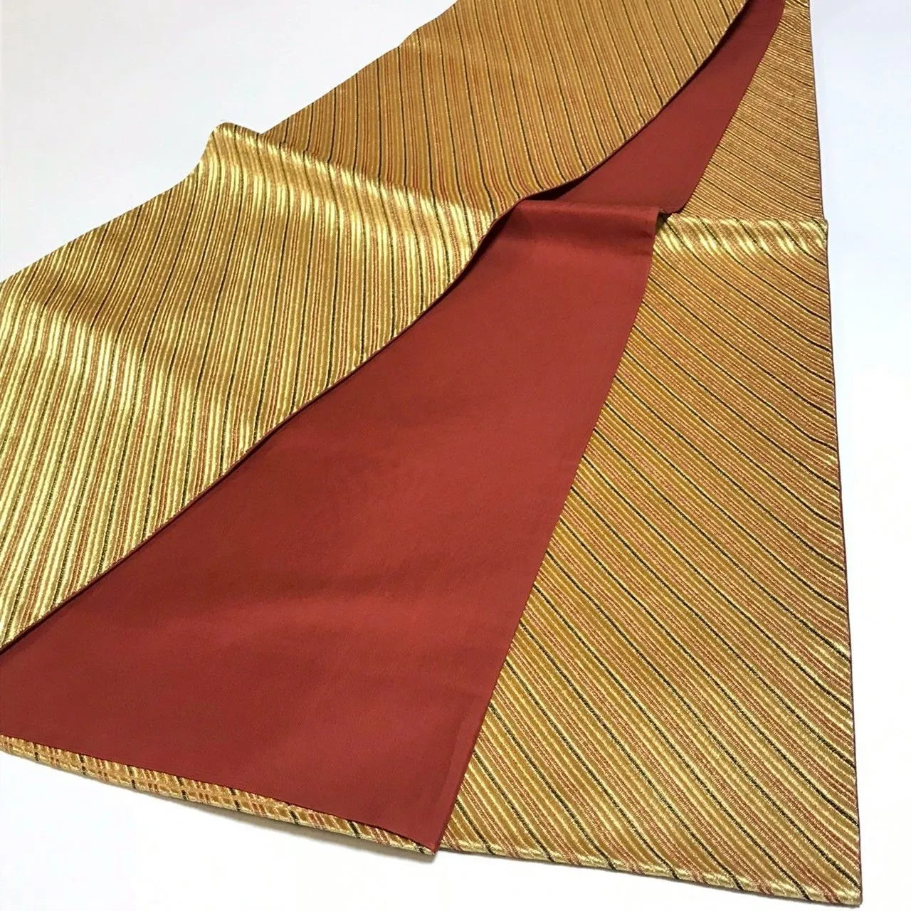 6331# Japanese Vintage Fukuro Obi Belt Kimono Fabric Silk Traditional Gold