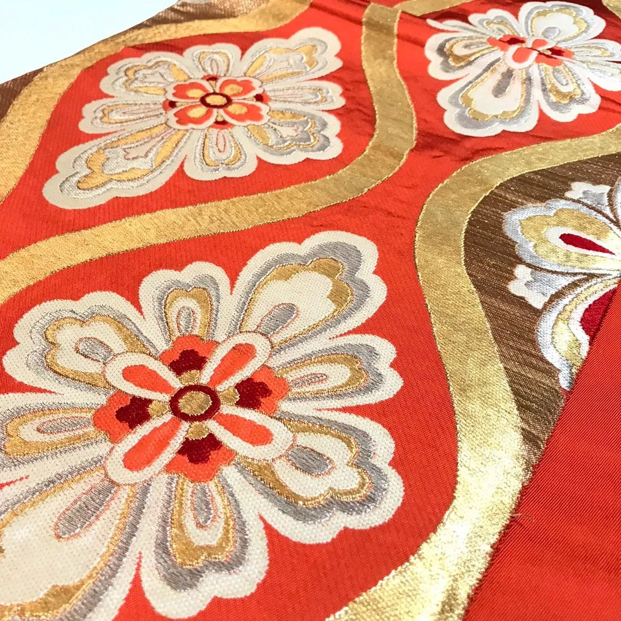 6333# Japanese Vintage Fukuro Obi Belt Kimono Fabric Silk Traditional