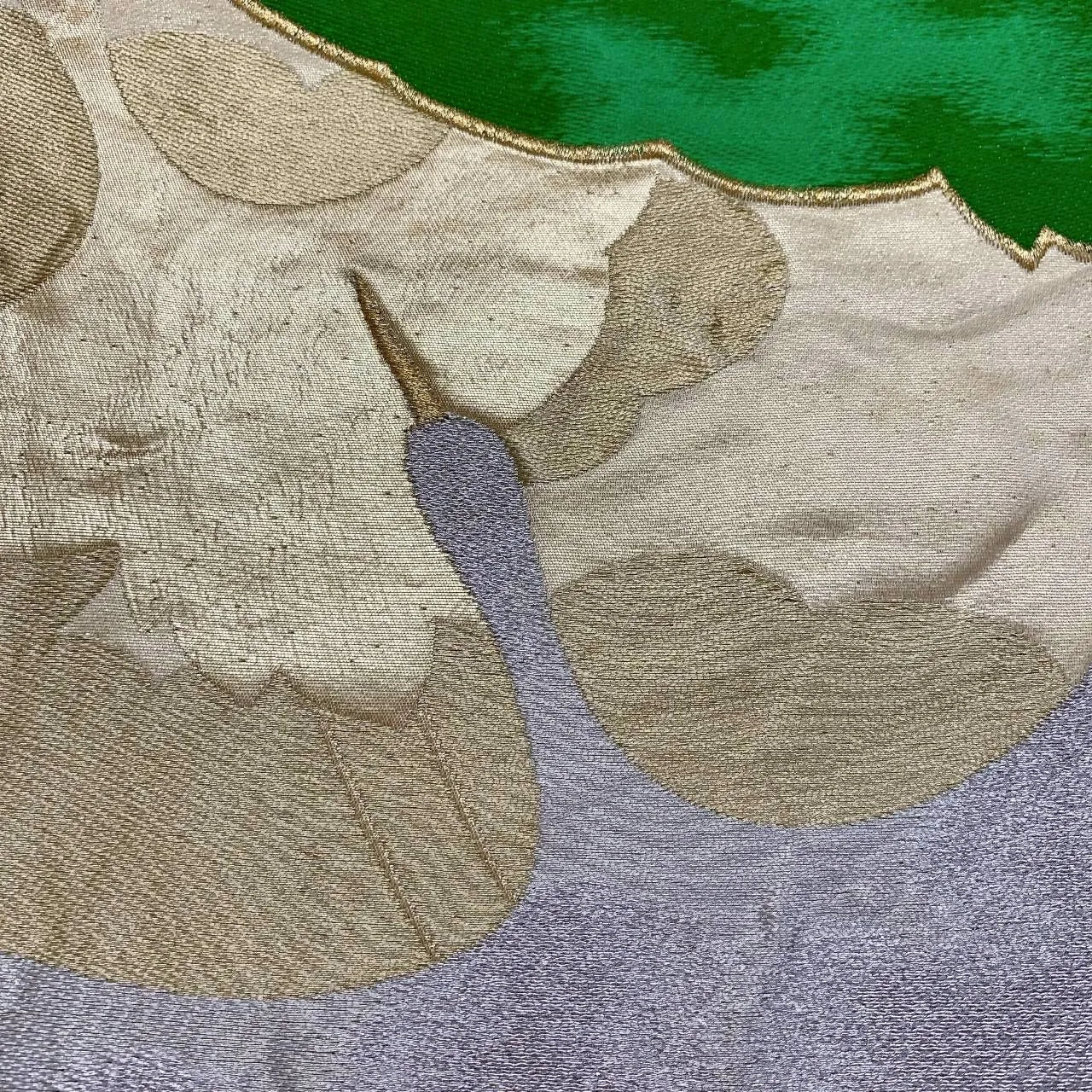 6374# Japanese Vintage Fukuro Obi Belt Kimono Fabric Silk Traditional Untailored