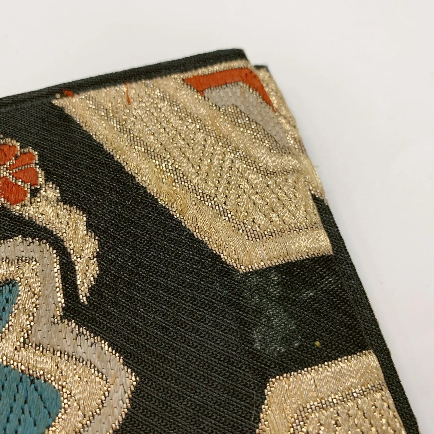 6569# Japanese Vintage Fukuro Obi Belt Kimono Fabric Silk Traditional Black