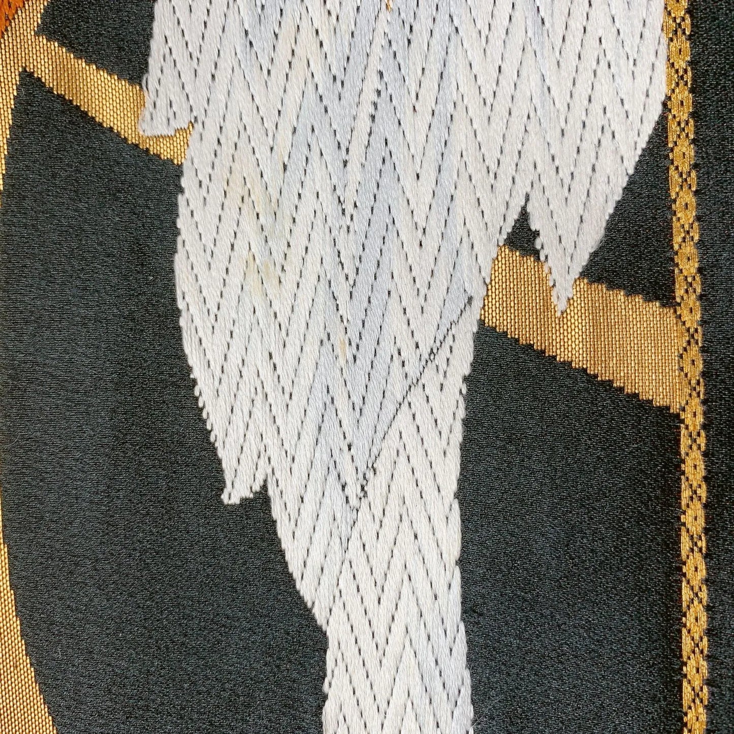 6596# Japanese Vintage Fukuro Obi Belt Kimono Fabric Silk Traditional Embroidery