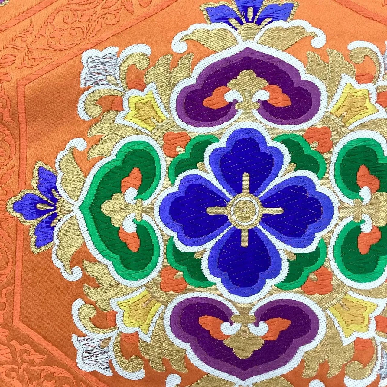 6643# Japanese Vintage Fukuro Obi Belt Kimono Fabric Silk Traditional Embroidery