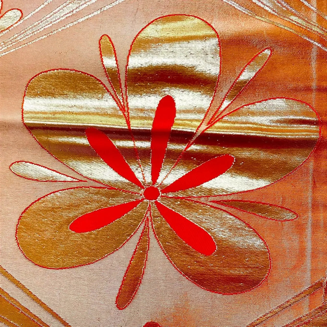 6658# Japanese Vintage Fukuro Obi Belt Kimono Fabric Silk Traditional