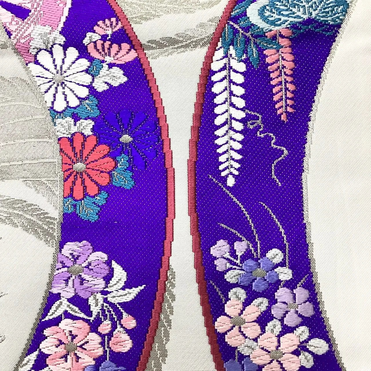 6659# Japanese Vintage Fukuro Obi Belt Kimono Fabric Silk Traditional Embroidery