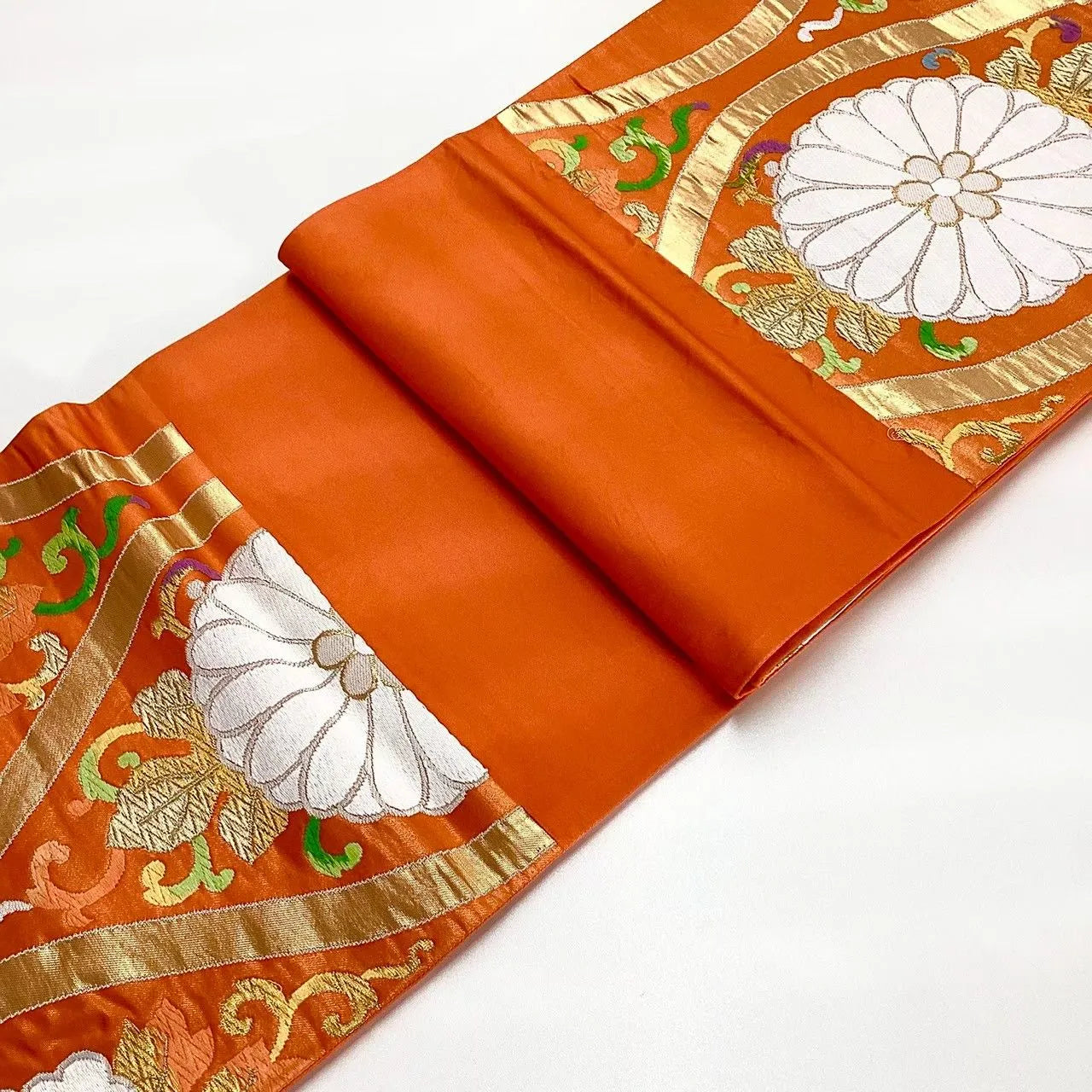 6678# Japanese Vintage Fukuro Obi Belt Kimono Fabric Silk Traditional Embroidery
