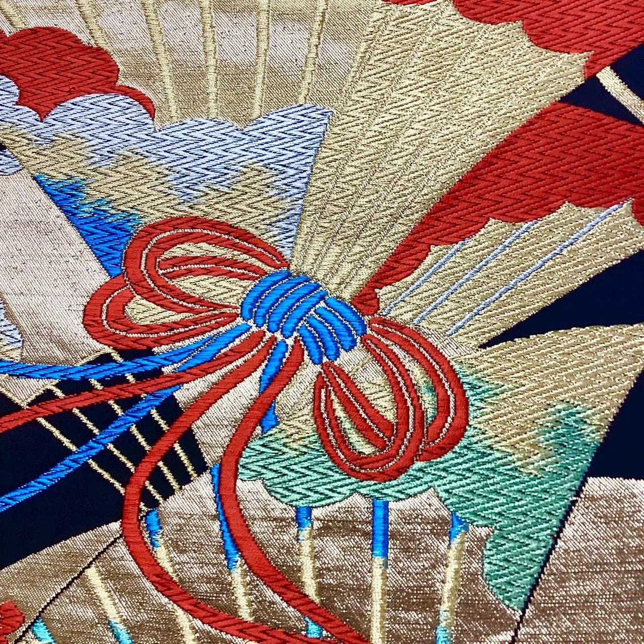 6694# Japanese Vintage Fukuro Obi Belt Kimono Fabric Silk Traditional Black