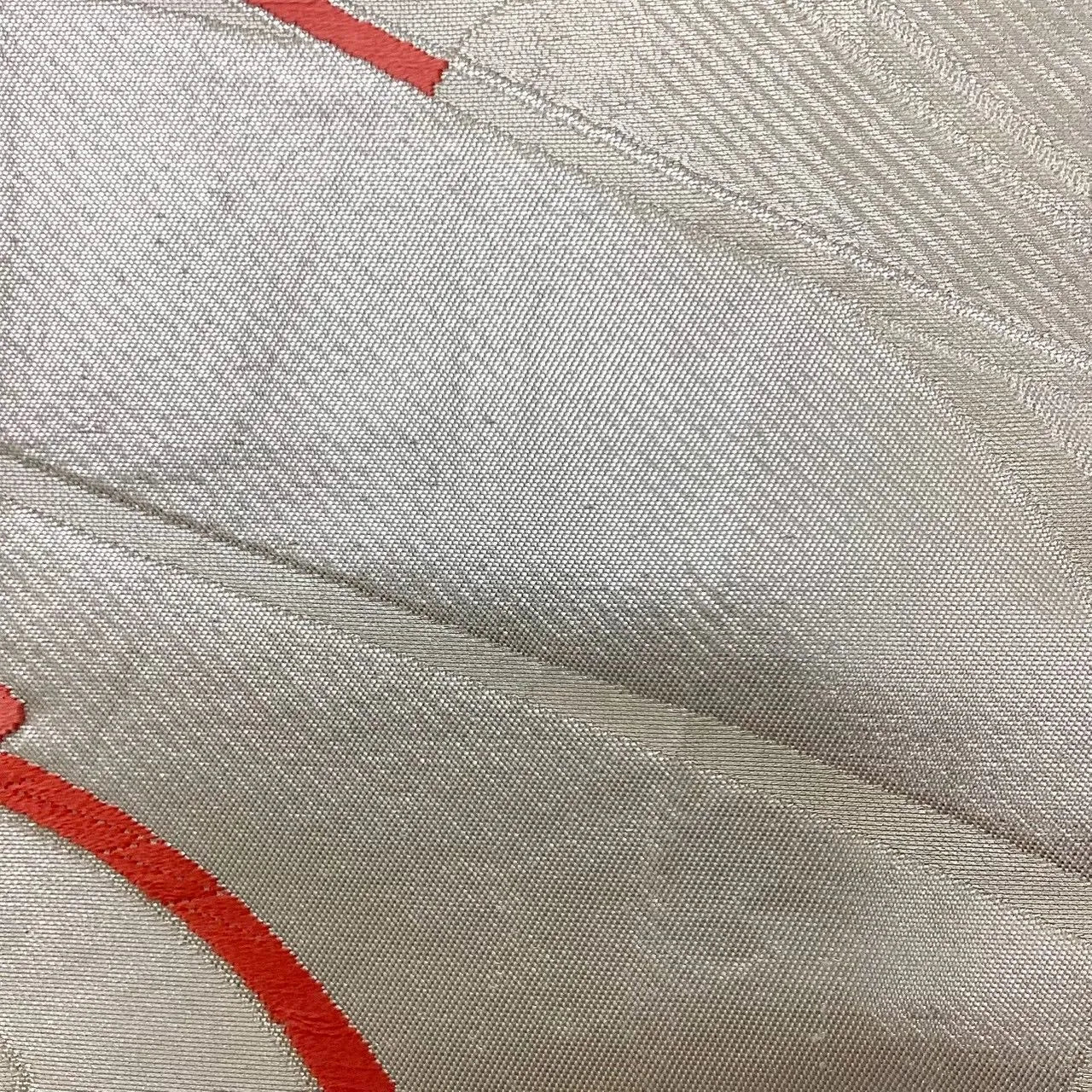 6719# Japanese Vintage Fukuro Obi Belt Kimono Fabric Silk Traditional Silver