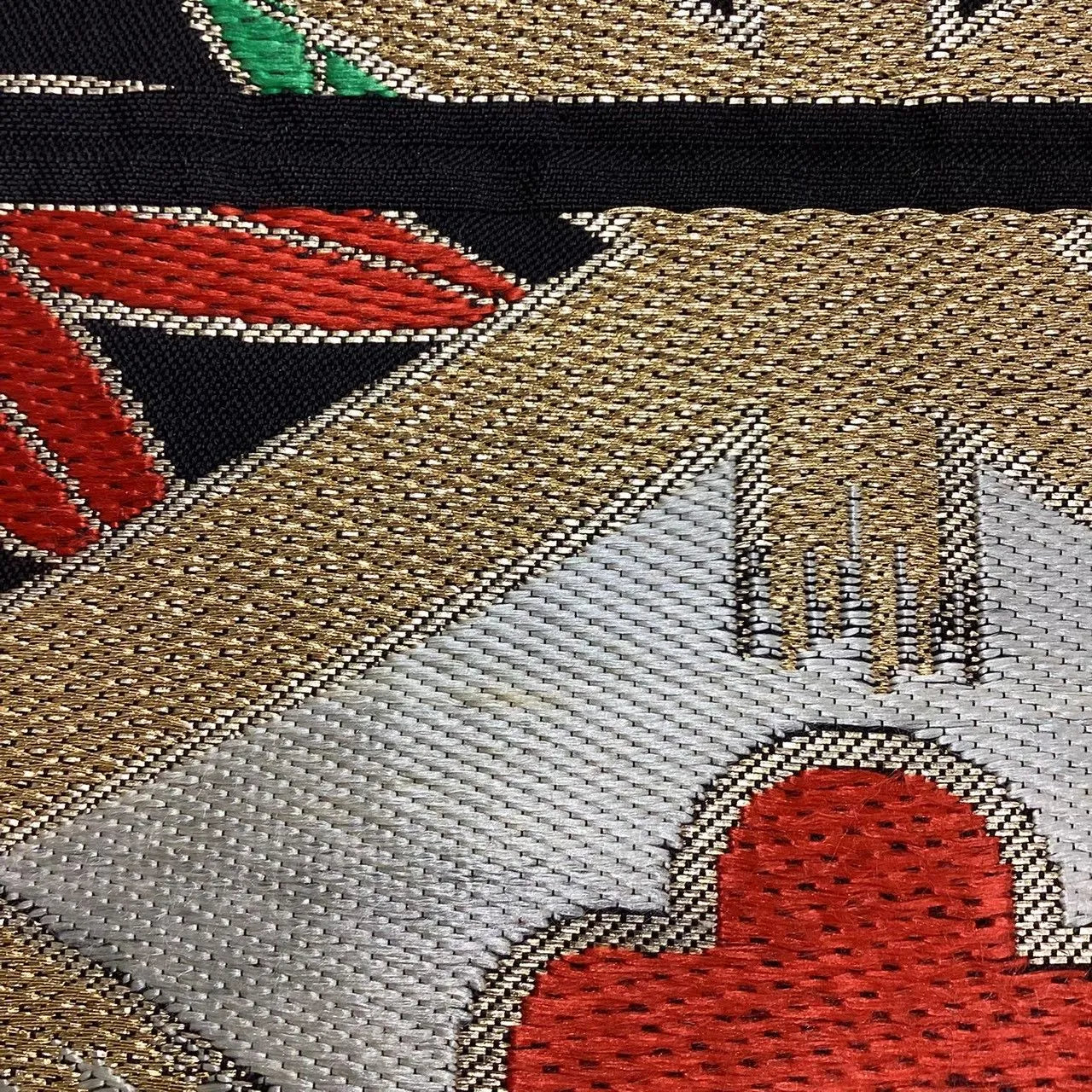 6727# Japanese Vintage Fukuro Obi Belt Kimono Fabric Silk Traditional Embroidery