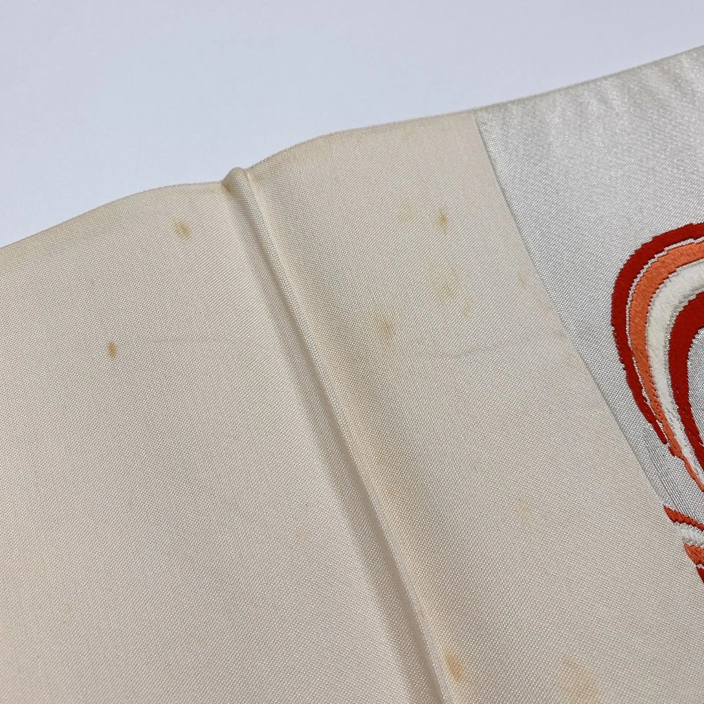 6865# Japanese Vintage Fukuro Obi Belt Kimono Fabric Silk Traditional Silver