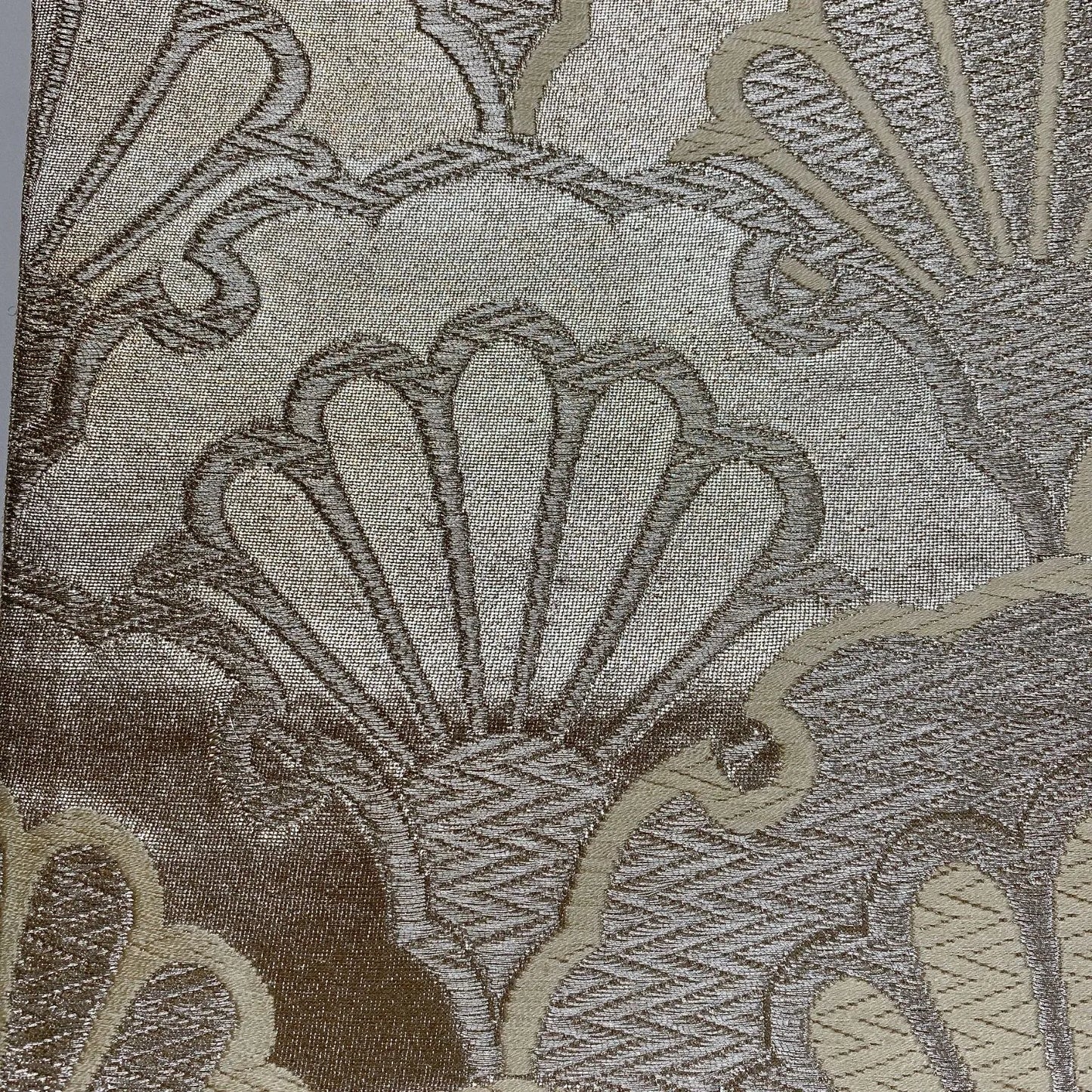 6890# Japanese Vintage Fukuro Obi Belt Kimono Fabric Silk Traditional Silver