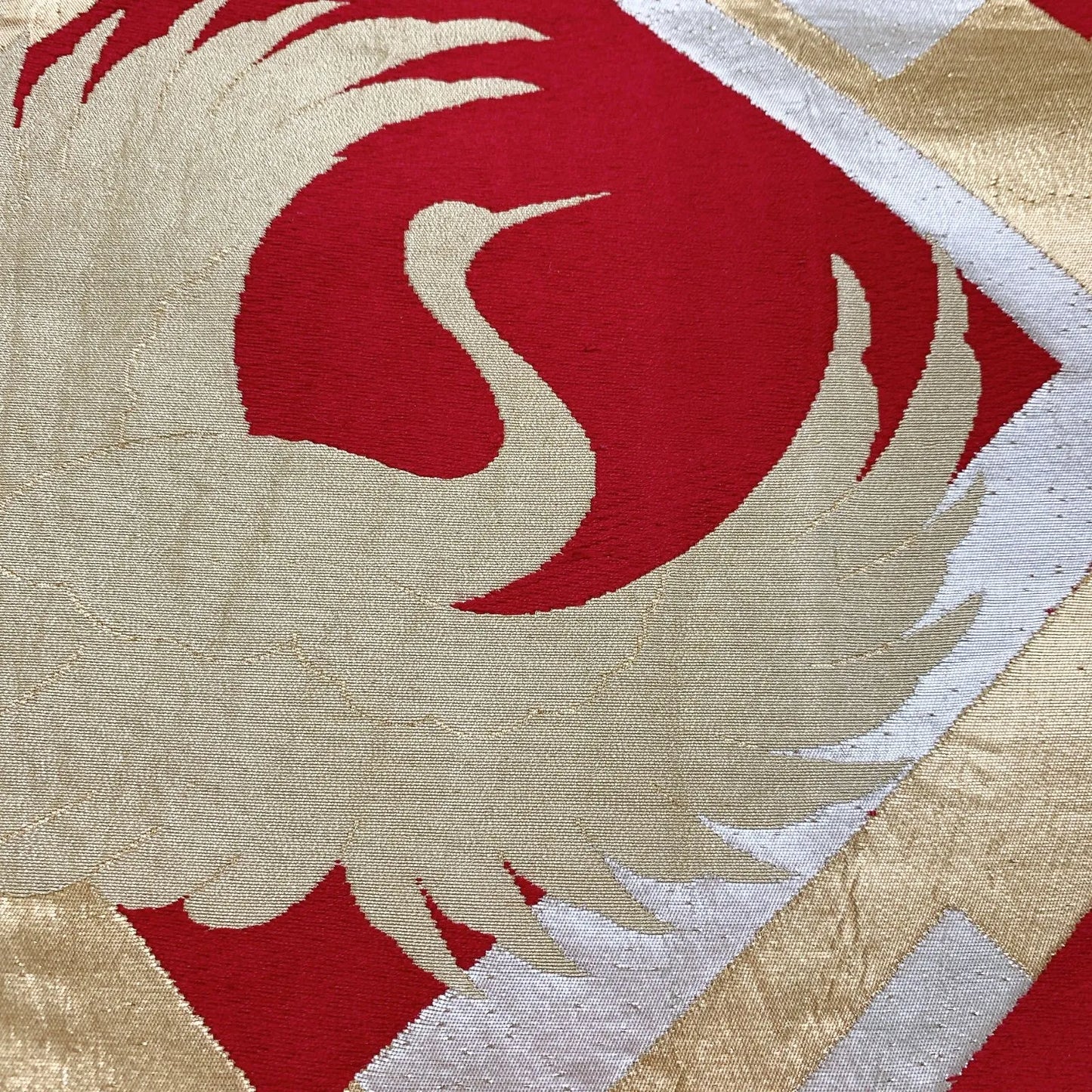 6905# Japanese Vintage Fukuro Obi Belt Kimono Fabric Silk Traditional Gold