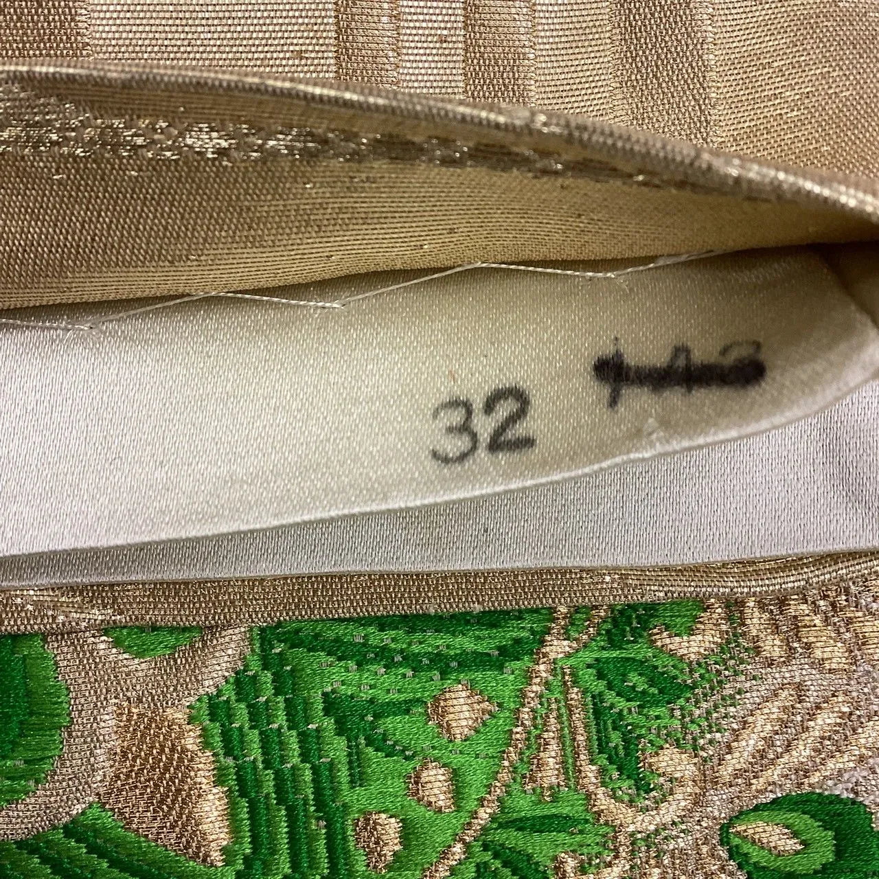 7004# Japanese Vintage Fukuro Obi Belt Kimono Fabric Silk Traditional Gold