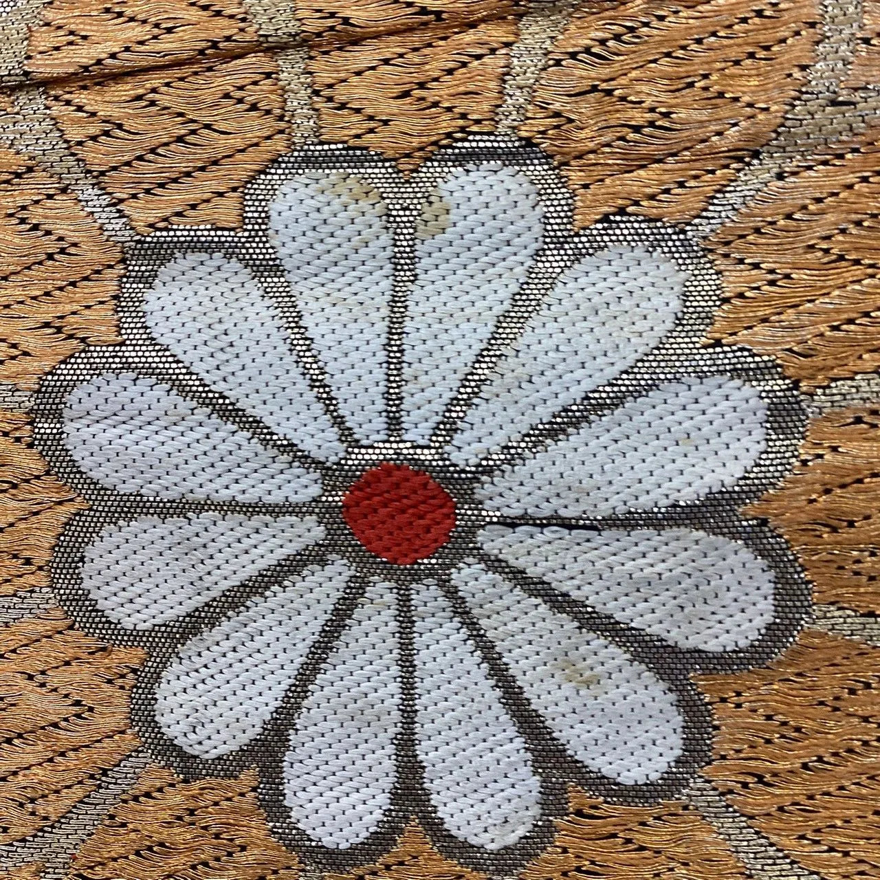 7025# Japanese Vintage Fukuro Obi Belt Kimono Fabric Silk Traditional Black