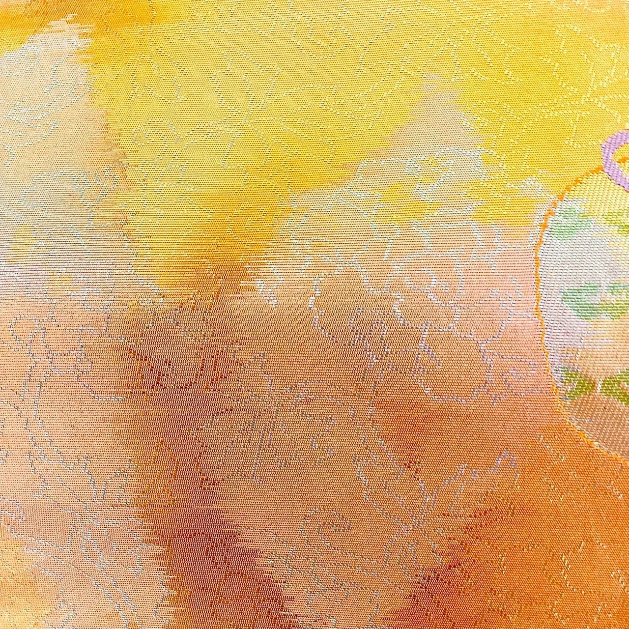 7044# Japanese Vintage Fukuro Obi Belt Kimono Fabric Silk Traditional