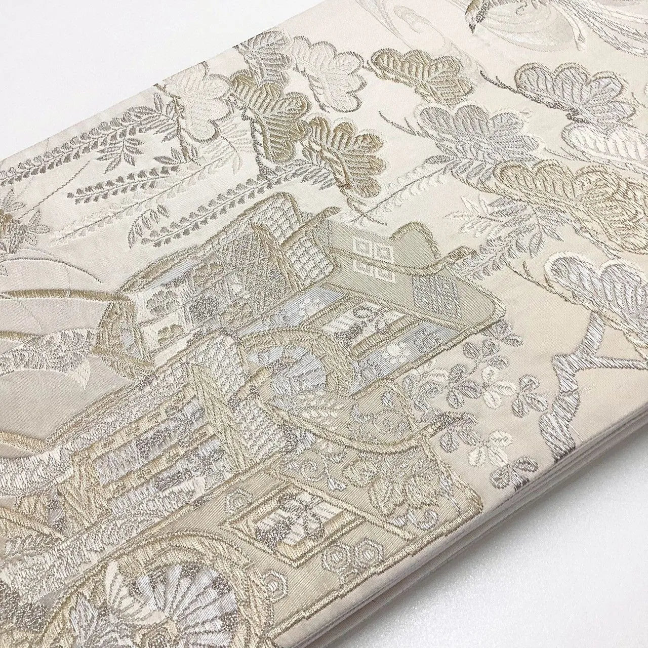 7061# Japanese Vintage Fukuro Obi Belt Kimono Fabric Silk All-over pattern