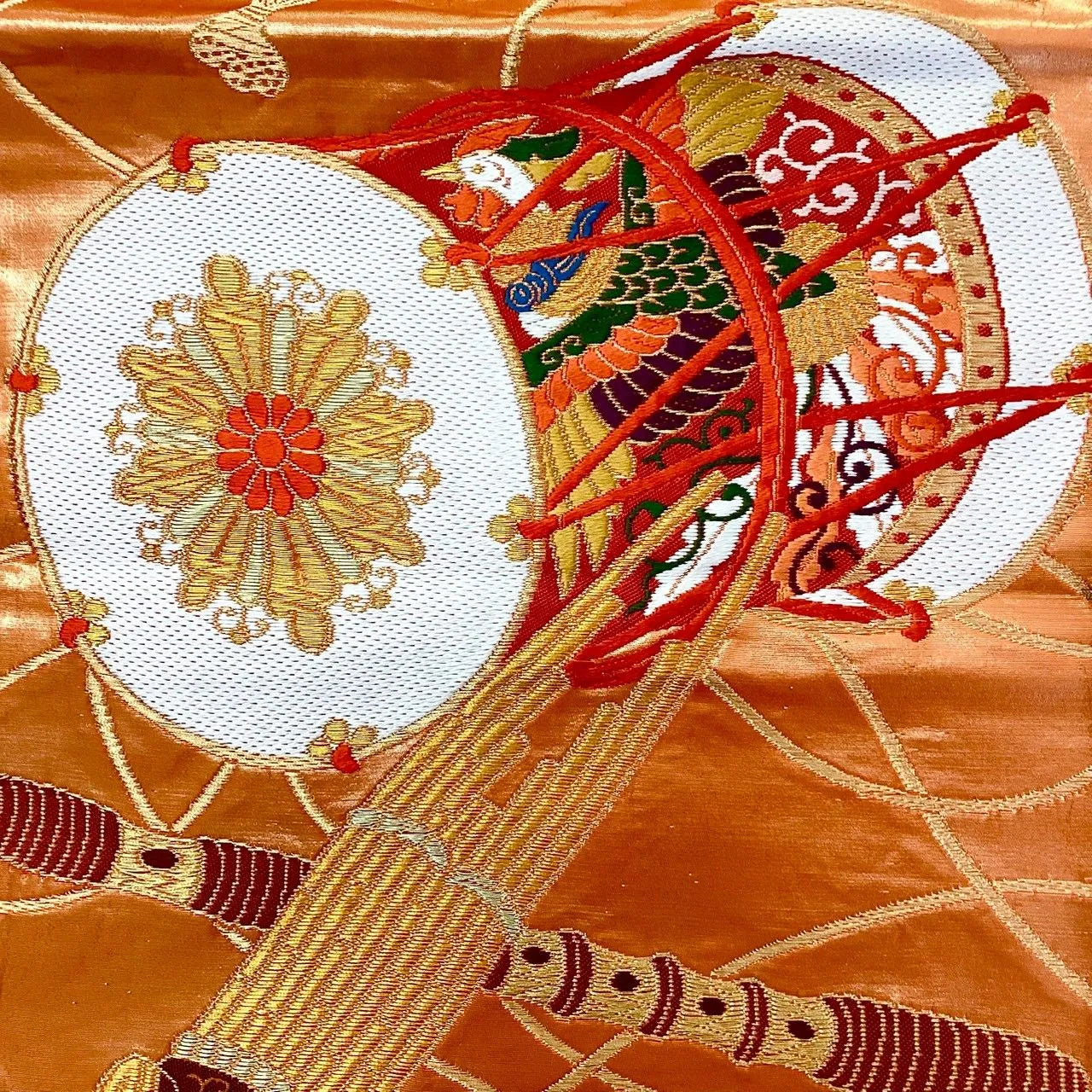 7238# Japanese Vintage Fukuro Obi Belt Kimono Fabric Silk Traditional