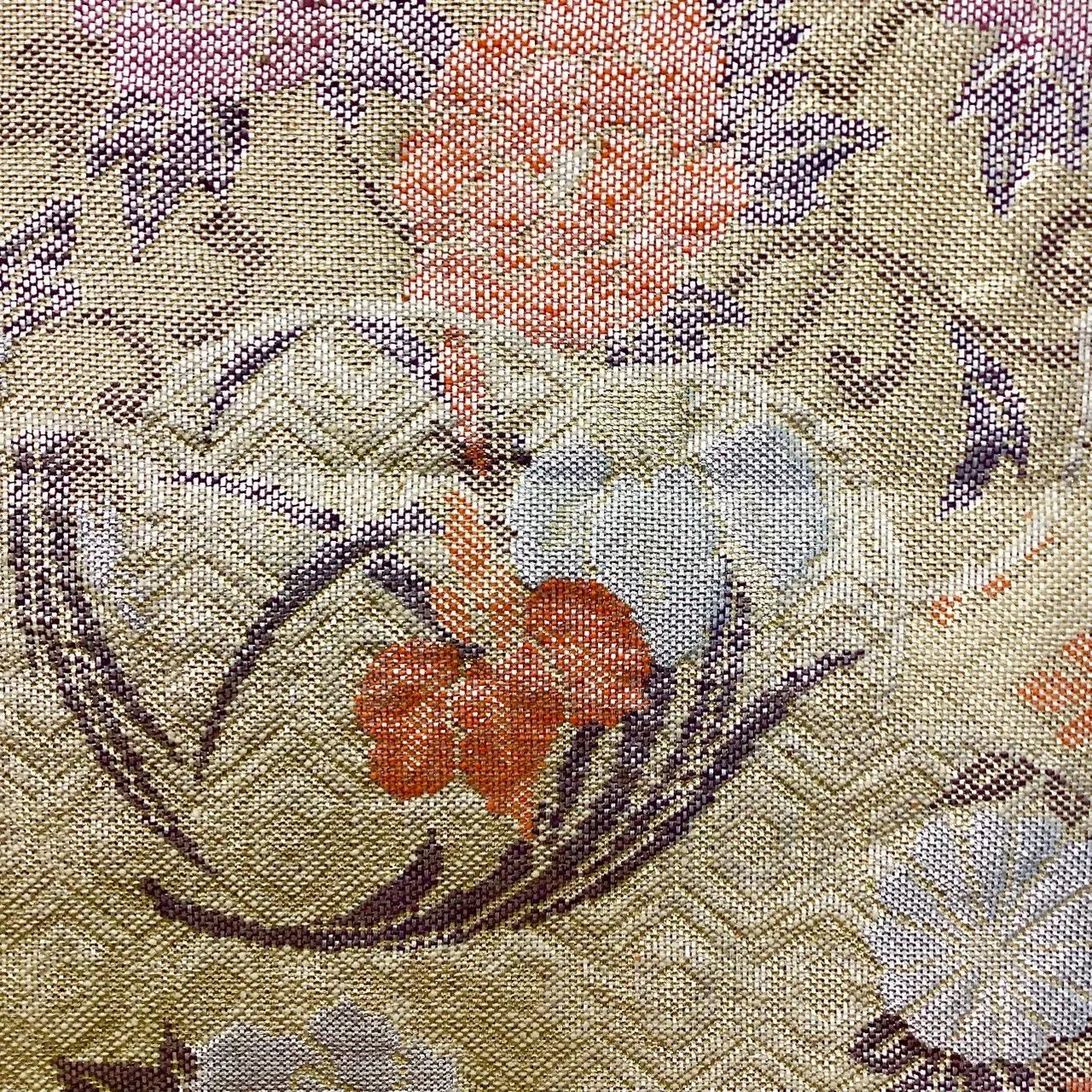 7241# Japanese Vintage Fukuro Obi Belt Kimono Fabric Silk Traditional