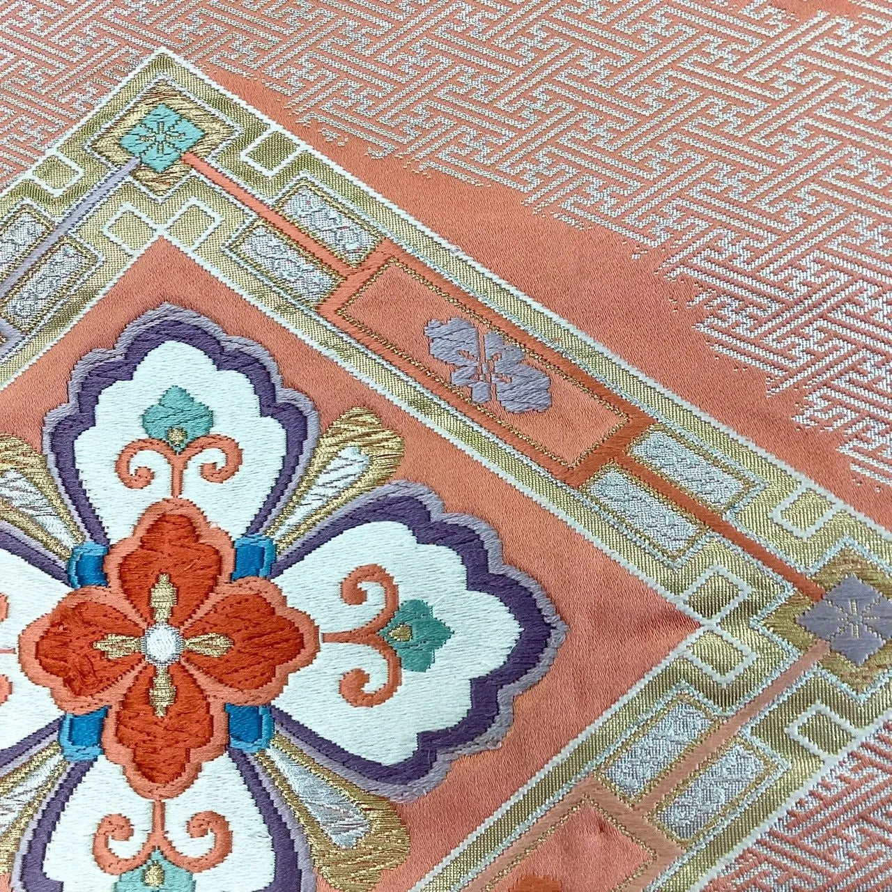 7243# Japanese Vintage Fukuro Obi Belt Kimono Fabric Silk Traditional Embroidery