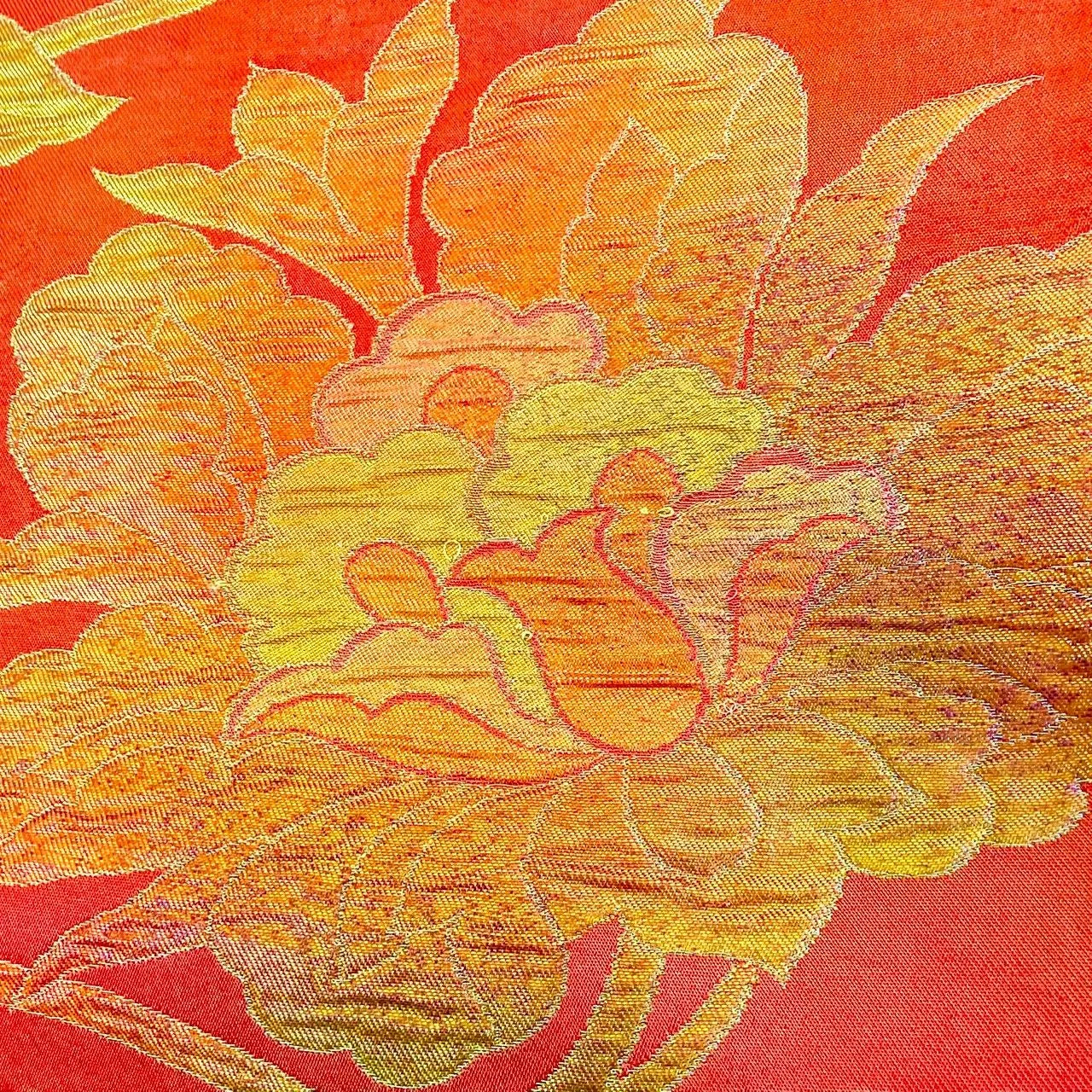 7284# Japanese Vintage Fukuro Obi Belt Kimono Fabric Silk Traditional Unfinished