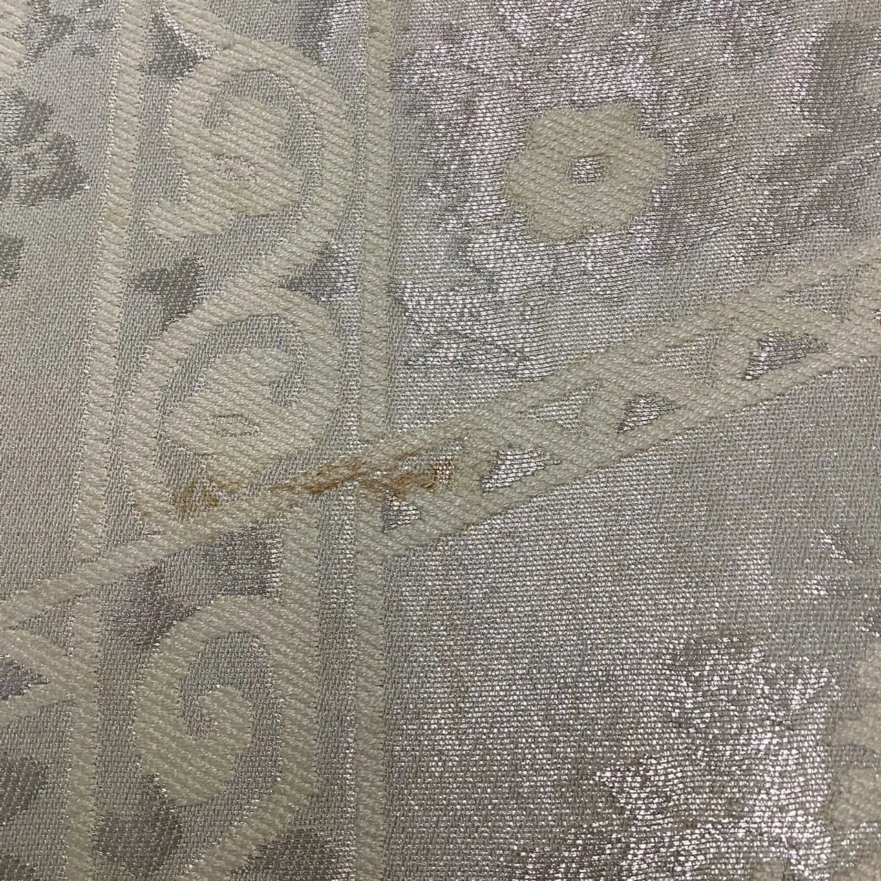 7302# Japanese Vintage Fukuro Obi Belt Kimono Fabric Silk Traditional Silver