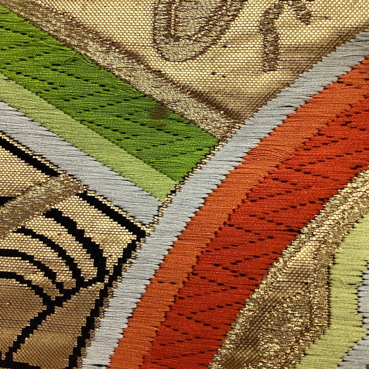 7306# Japanese Vintage Fukuro Obi Belt Kimono Fabric Silk Traditional