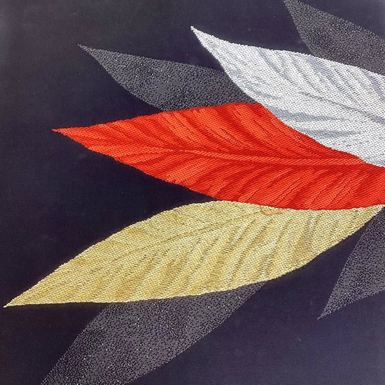 5666# Japanese Vintage Nagoya Obi Belt Kimono Fabric Silk Traditional Black