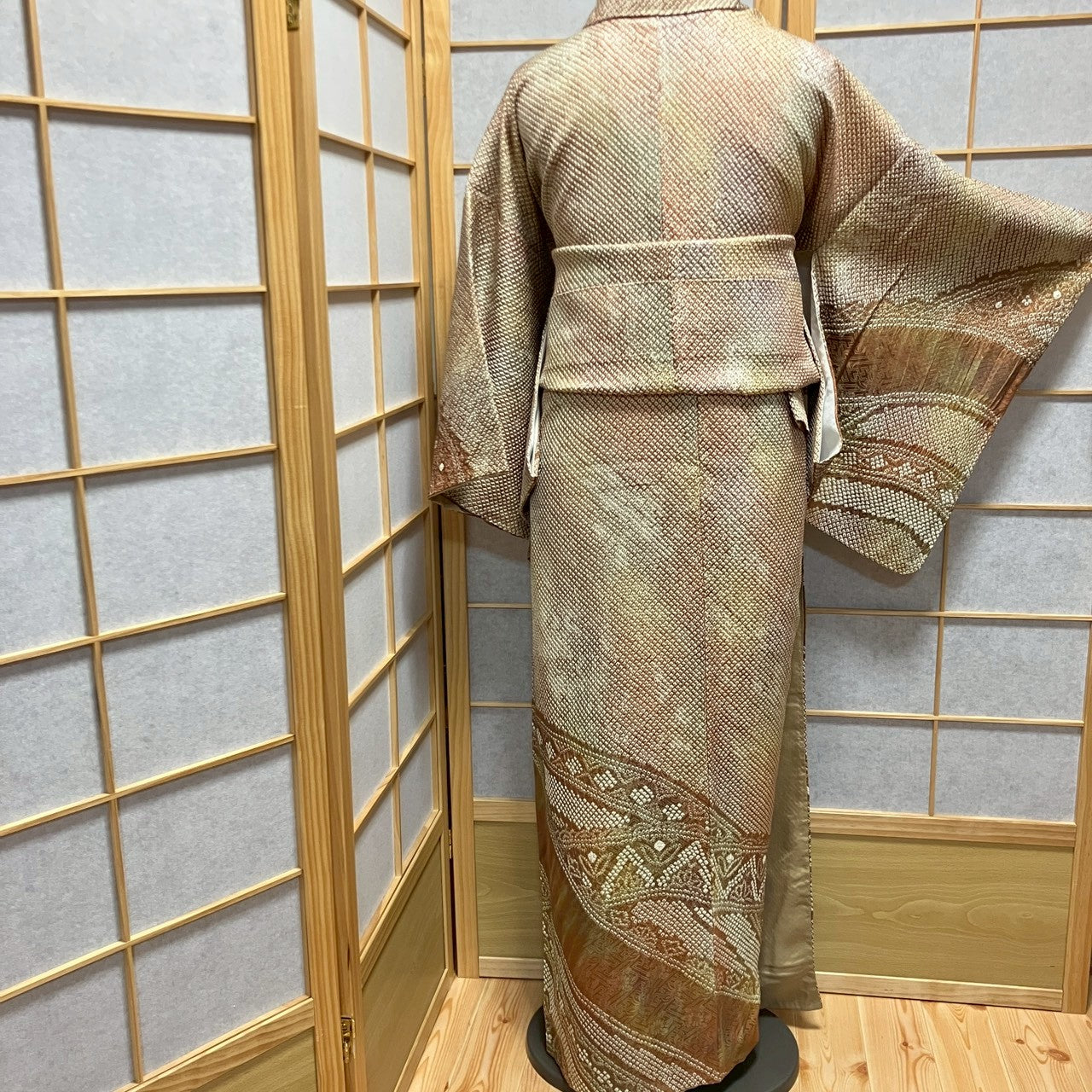 6814# Japanese Kimono Vintage Womens Silk Fabric Robe Kimono only sold Shibori