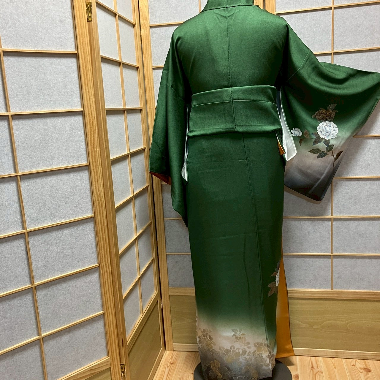 6752# Japanese Kimono Vintage Womens Silk Fabric Robe Kimono only sold Unused