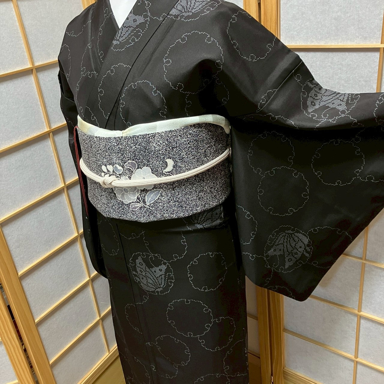 7119# Japanese Kimono Vintage Womens Silk Pongee Fabric Robe Kimono only sold