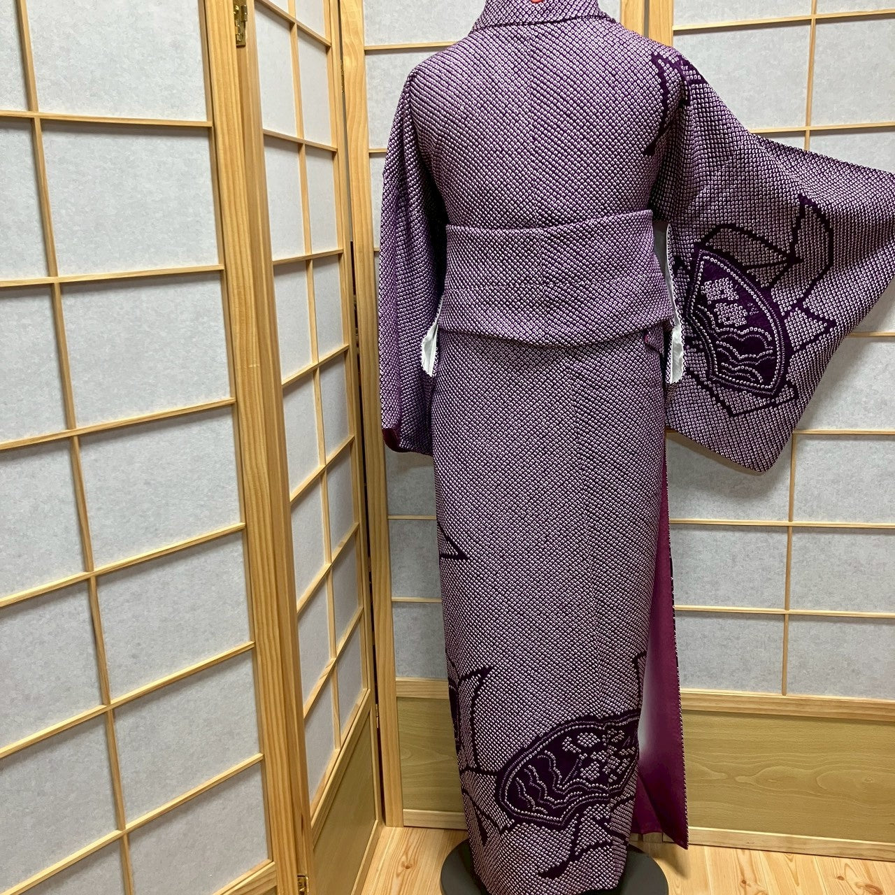 7161# Japanese Kimono Vintage Womens Silk Fabric Robe Kimono only sold Shibori