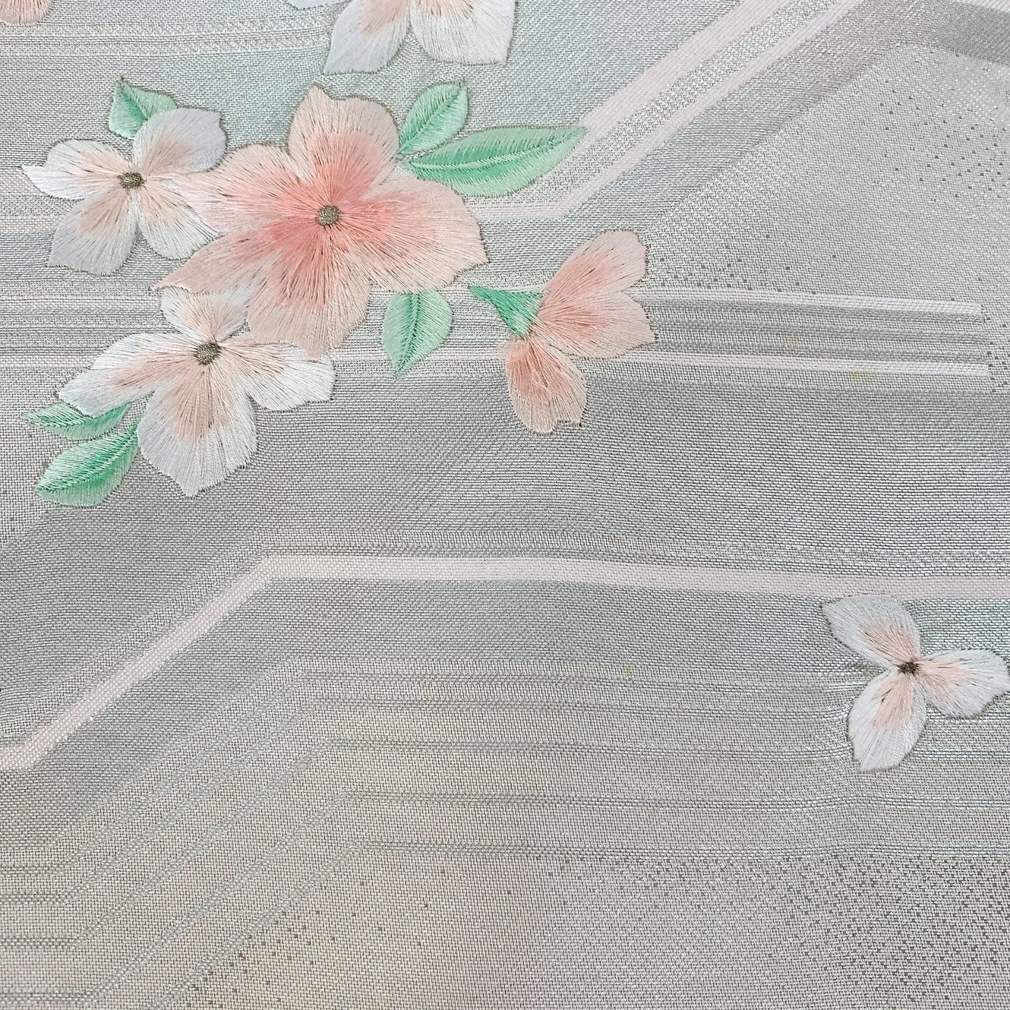 5627# Japanese Vintage Nagoya Obi Belt Kimono Fabric Silk Traditional Embroidery