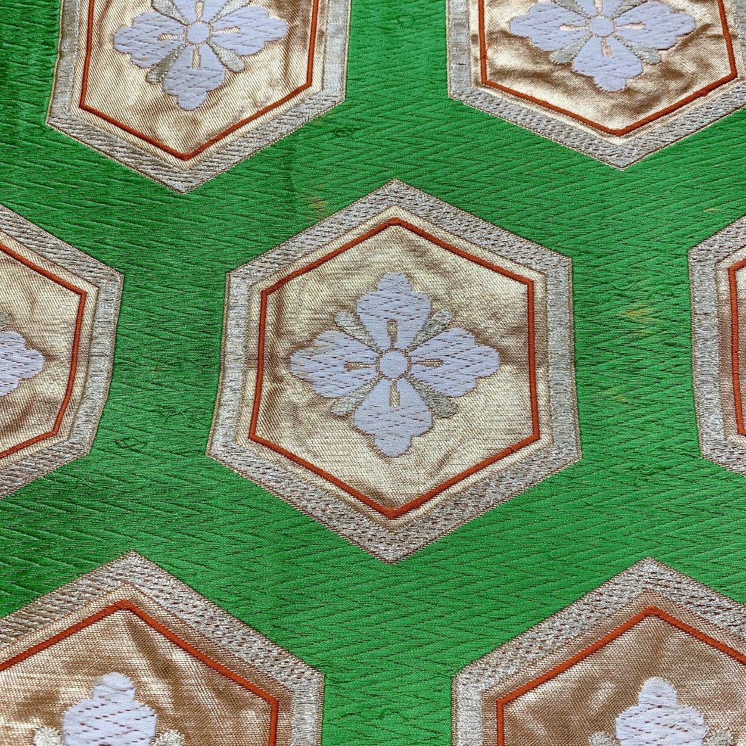 5060# Japanese Vintage Fukuro Obi Belt Kimono Fabric Silk Traditional Embroidery
