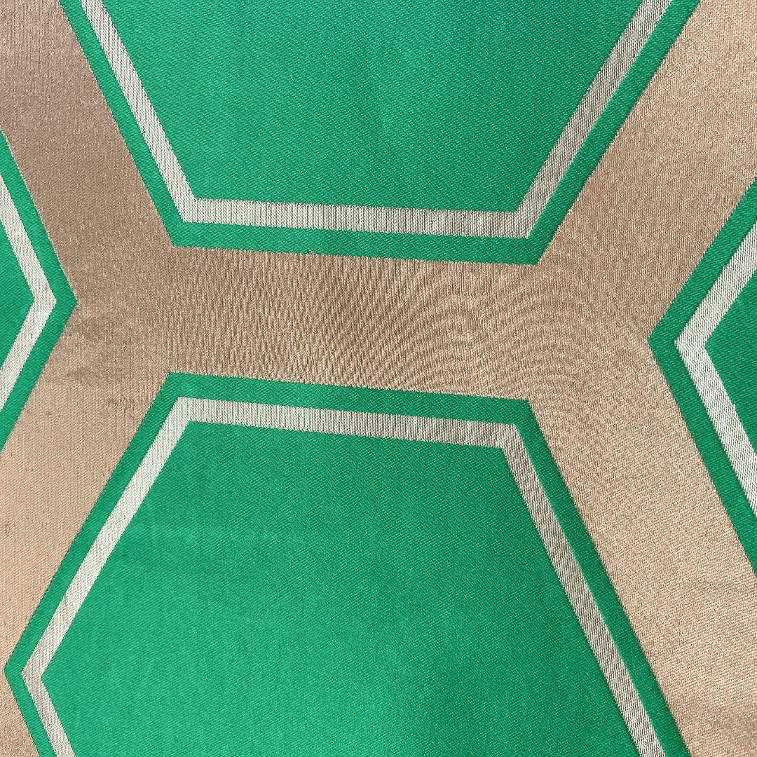 5342# Japanese Vintage Fukuro Obi Belt Kimono Fabric Silk Traditional Green
