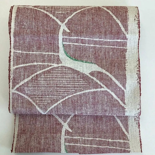 5672# Japanese Vintage Nagoya Obi Belt Kimono Pongee Fabric Silk Traditional