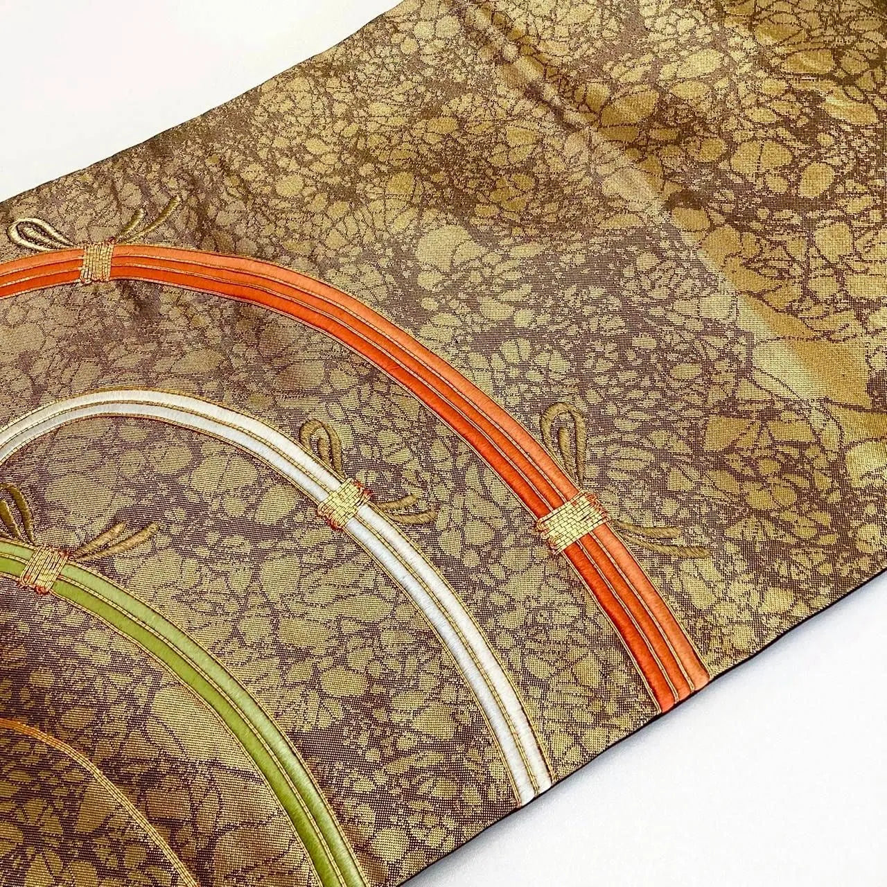 5722# Japanese Vintage Nagoya Obi Belt Kimono Fabric Silk Traditional Embroidery